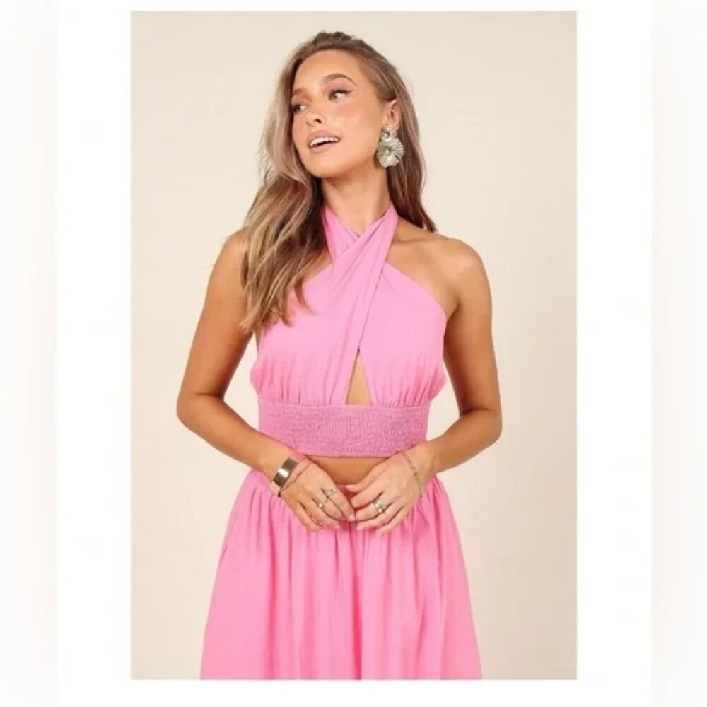PETAL + PUP Women's Pink Halter Top XS Extra Small Stretch Cotton NEW Nordstrom